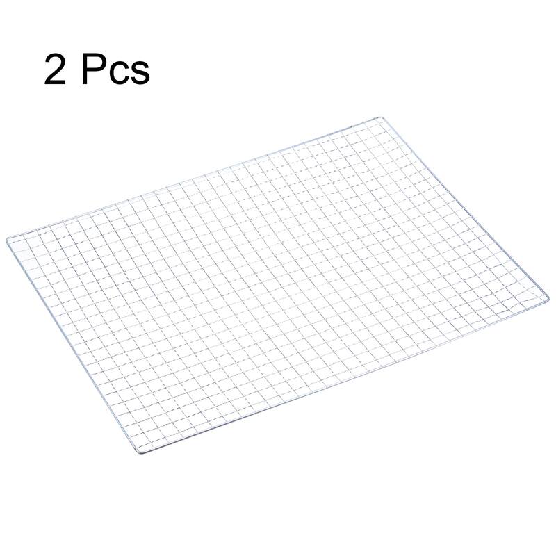 2pcs Square BBQ Grill Net 11.8"x15.7" Galvanized Iron Barbecue Mesh for Baking