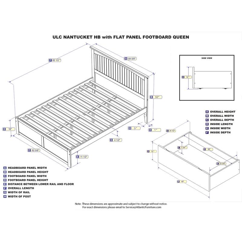 Platform Bed - Storage Bed with Flat Panel Footboard & USB Charger