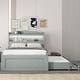 preview thumbnail 2 of 30, Twin XL/Full XL Size Platform Bed with LED Storage Headboard and Charging Station, Wood Bed Frame w/Twin Size Trundle &2 Drawers