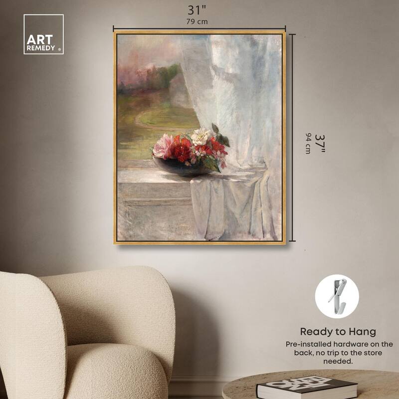 Flowers on a Window 1861 Canvas by Art Remedy