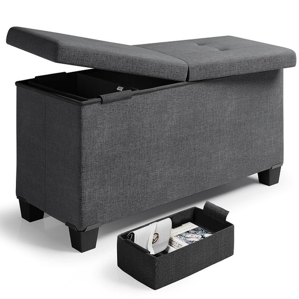 slide 2 of 64, Nestl Storage 30-In Storage Ottoman Bench with Storage Bins for Bedroom - Folding Foot Rest Ottoman with Storage for Living Room Linen Fabric - Gray