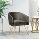 preview thumbnail 14 of 31, Grelton Modern Glam Velvet Club Chair with Hairpin Legs by Christopher Knight Home - 27.50" L x 24.50" W x 31.00" H Gray + Gold