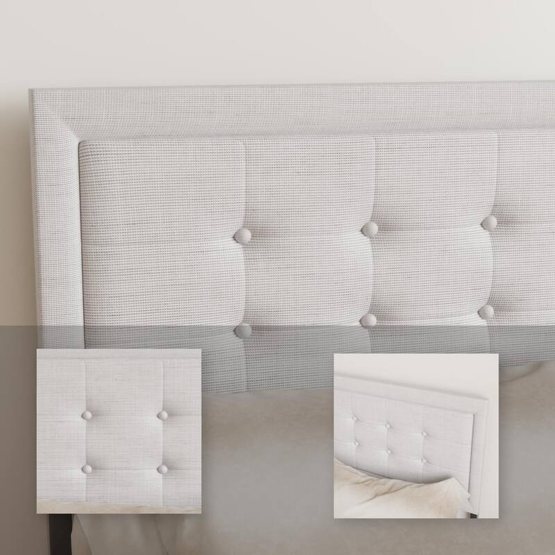 Queen Platform Bed with Foam Padded Headboard, Slatted Support, Box Spring Required