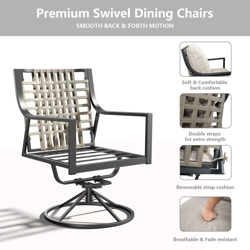 High Back Outdoor Swivel Chair Patio Chairs Set of 2