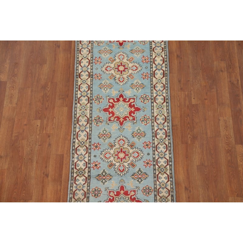 Kazak Runner Rug Handmade Light Blue Wool Carpet - 2'2" x 5'10"