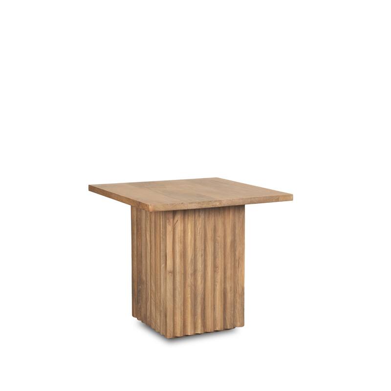 HomeRoots 22" Brown Solid Wood Square Block End Table - 24' X '22' X '24