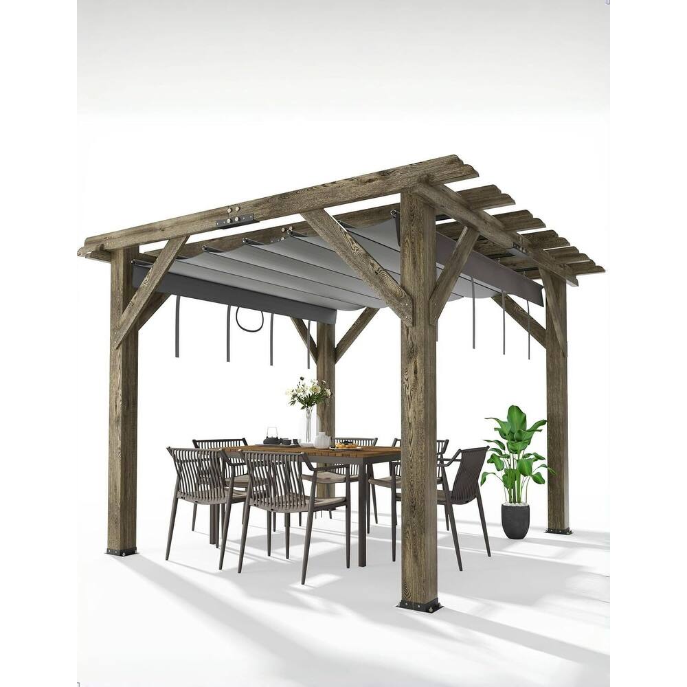Cedar Wood Pergola with Solid Structure, for Backyard, Deck, Garden, Outdoor Entertaining