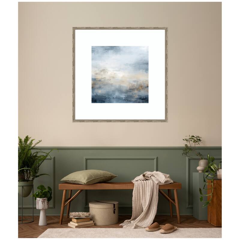 Kate and Laurel Tonal Abstract Oceanic Nautical Serenity Blue by The Creative Bunch Studio Framed Wall Art Print