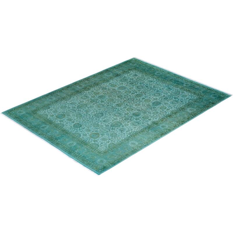 Fine Vibrance, One-of-a-Kind Hand-Knotted Area Rug - Green, 8' 2" x 10' 5" - 8' 2" x 10' 5"