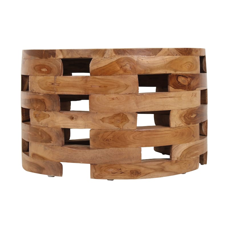 Natural Cross-Cut Solid Wood Drum Coffee Table by East at Main
