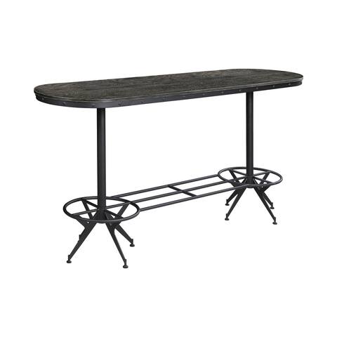 Rawlins Wire Brushed Black and Antique Black Oval Bar Table