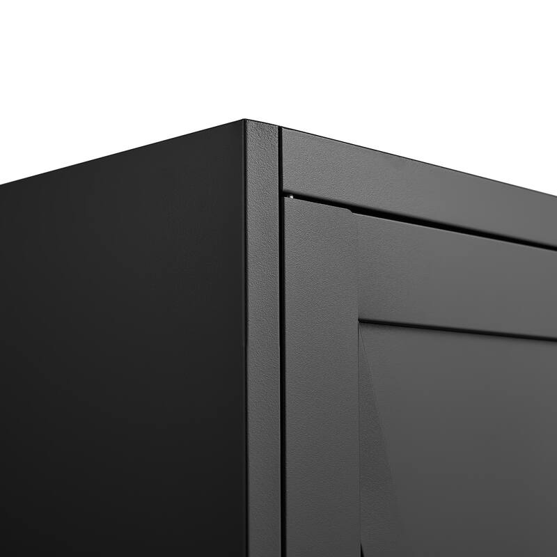 2 Doors Metal Storage Cabinet Kitchen Pantry Cabinet With Adjustable Shelves Tall Steel Cabinet Locker