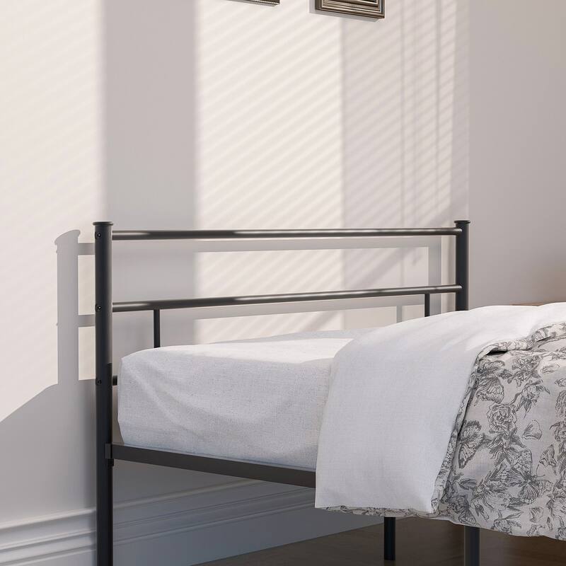 Metal Platform Bed Frame with Headboard and Footboard, Black-Twin/Full/Queen Size Bed