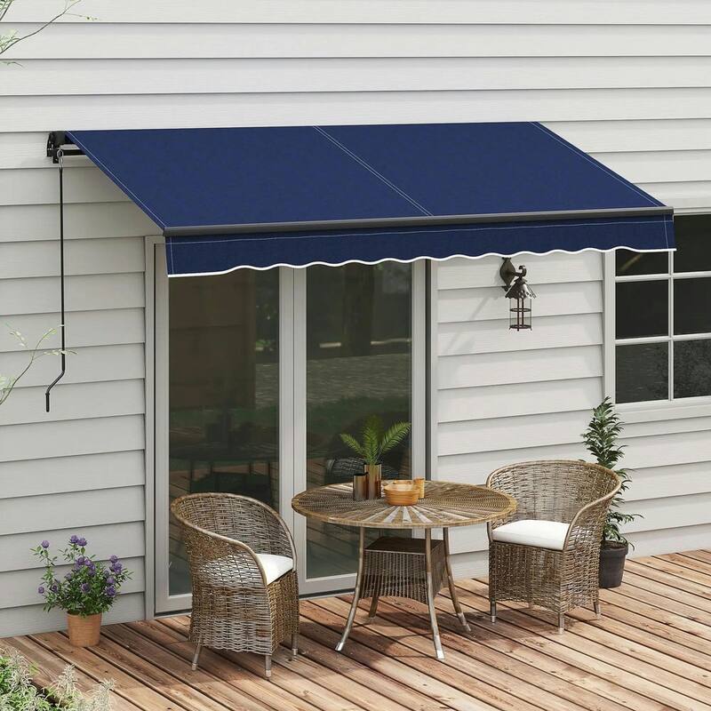 10'x8' Retractable Awning,280gsm UV Resistant Sunshade Shelter