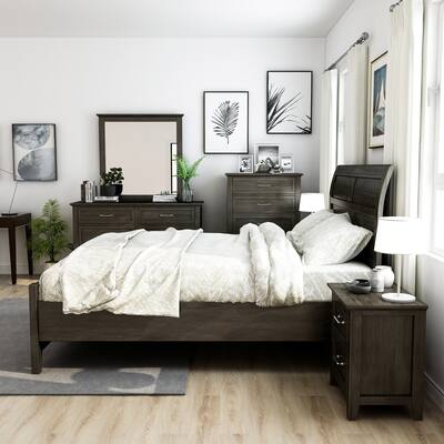Inyx Transitional Walnut Wood 6-piece Panel Bedroom Set by with USB Port Furniture of America