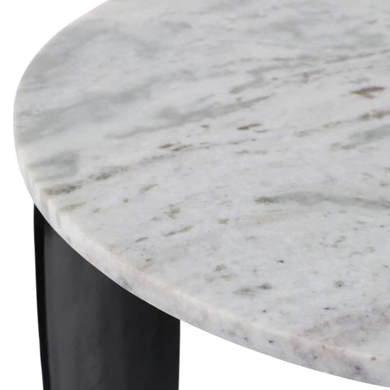 Round Marble Top Modern Accent Table with Aluminum Base - 20" Gray - 16.25" x 16.25" x 20"