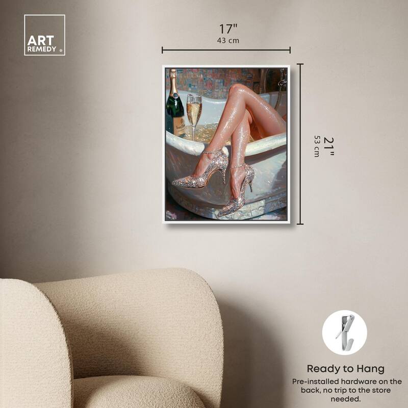 Champagne Bath Party Canvas by Art Remedy