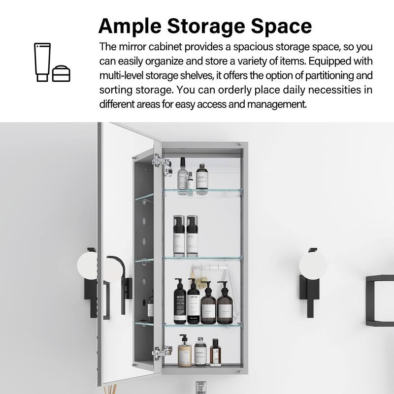 Rectangular Aluminum Medicine Cabinet with Mirror