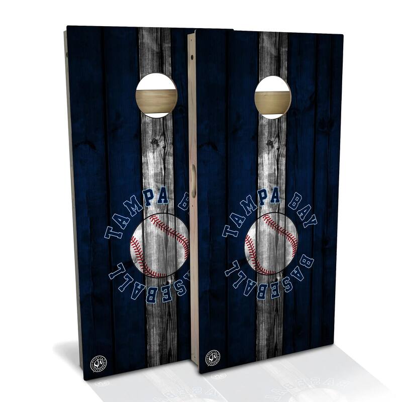 Tampa Bay Baseball Outdoor Cornhole Board Set - Backyard 2x4 - NO Accessories