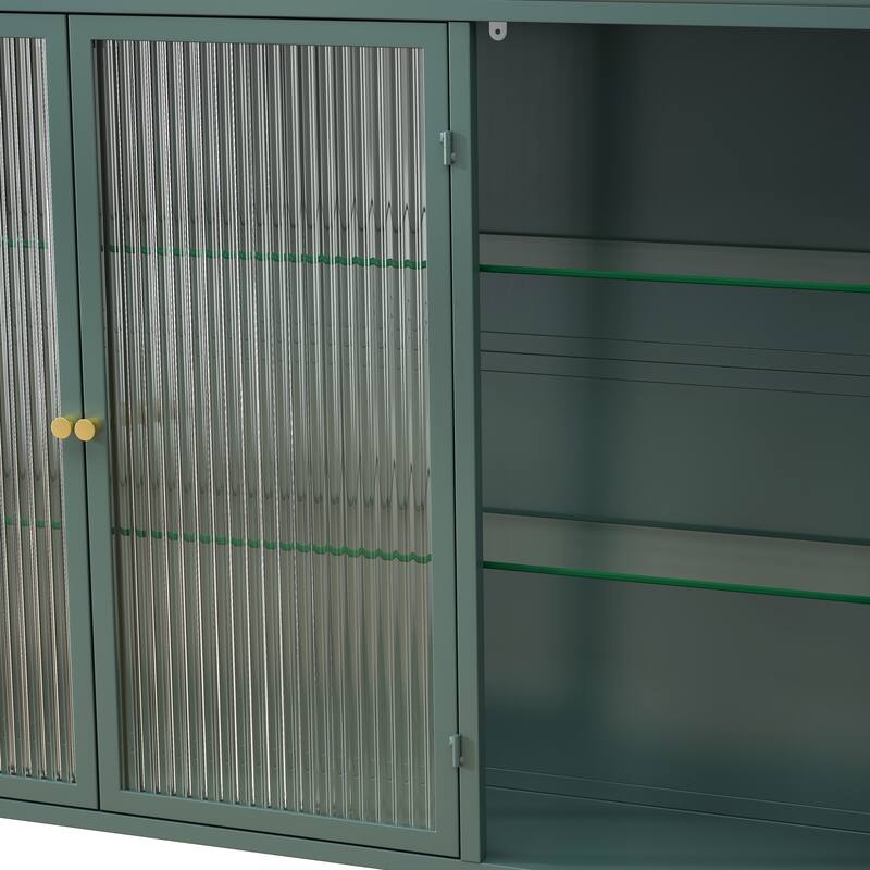 Arched 3-Door Wall Mounted Glass Cabinet for Kitchen, Bathroom and Living Room Storage Display