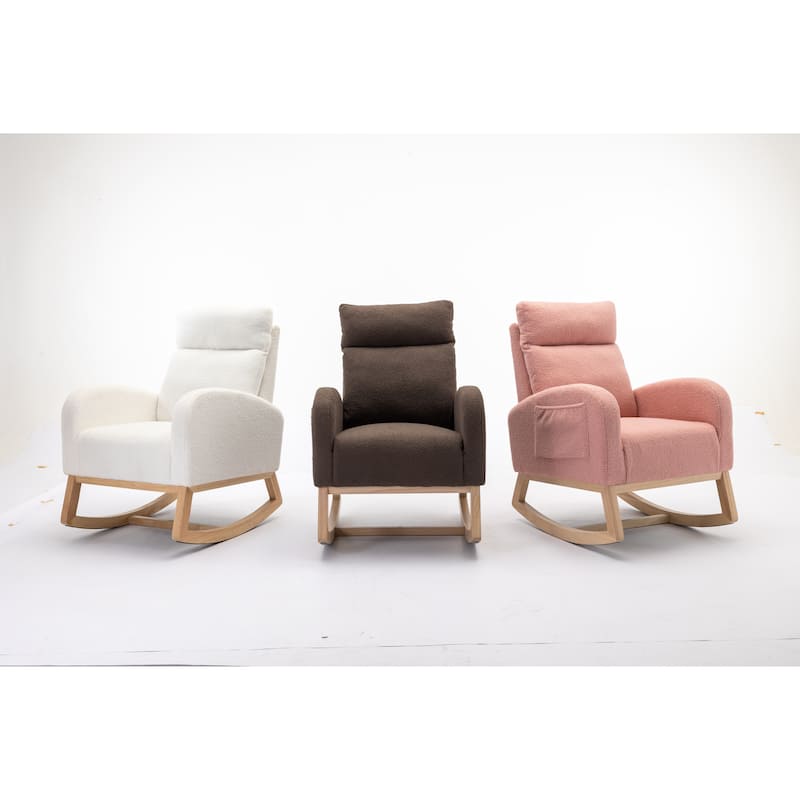 Teddy Fabric Rocking Chair with Right Pocket