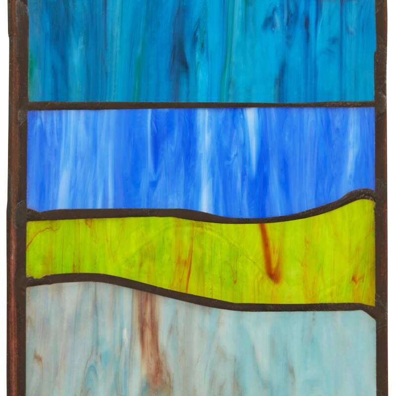 Geometric Waves River of Goods Stained Glass Window Panel - 6.25" x 0.25" x 36"