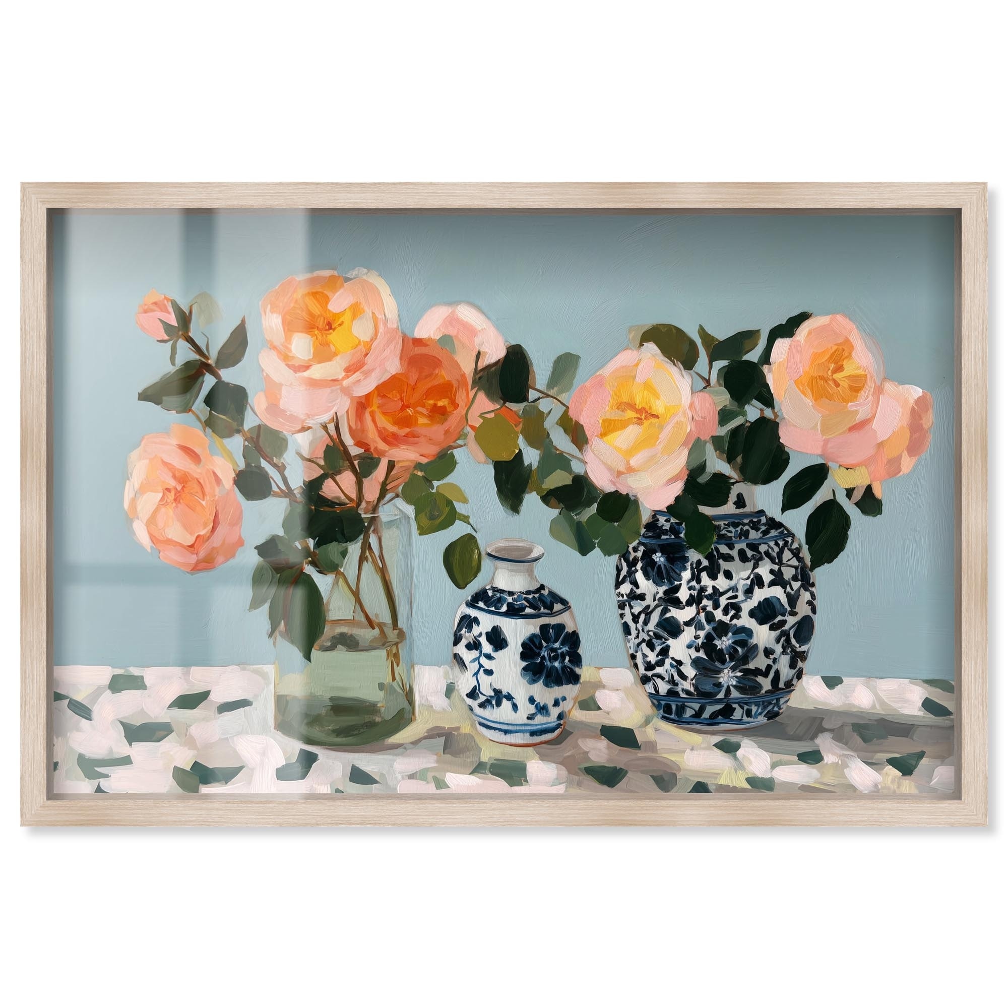 Roses and Vases I Floral Wall Decor Shadowbox Print by Art Remedy