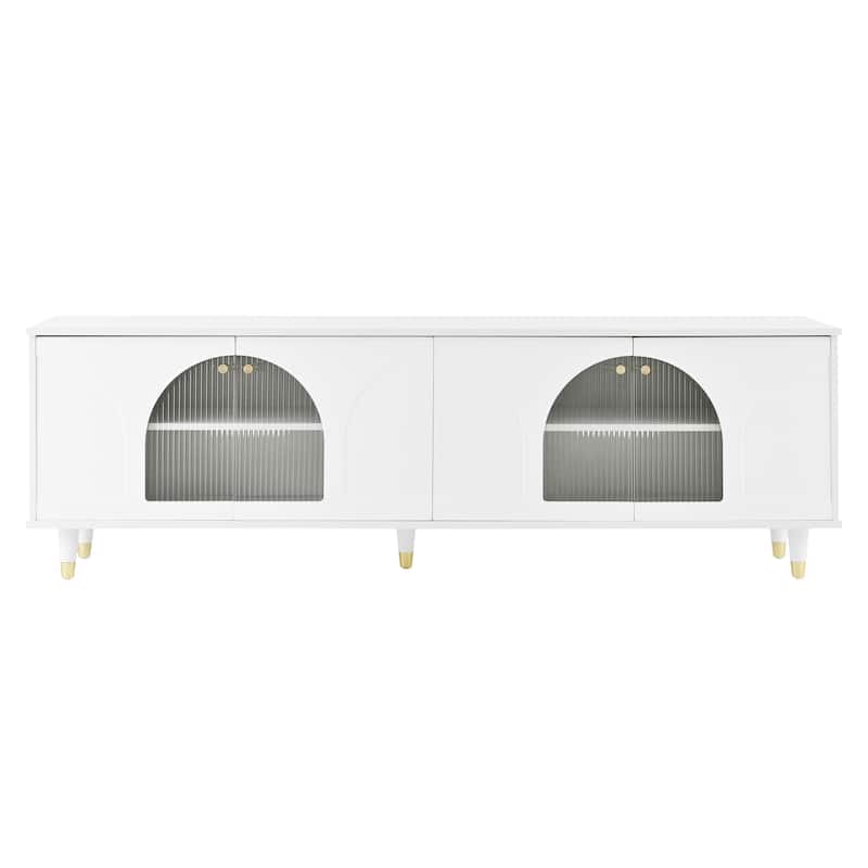 TV Stand Entertainment Center with Adjustable Shelves, 2 Cabinets, Glass Doors Media Console Table for TVs up to 78"