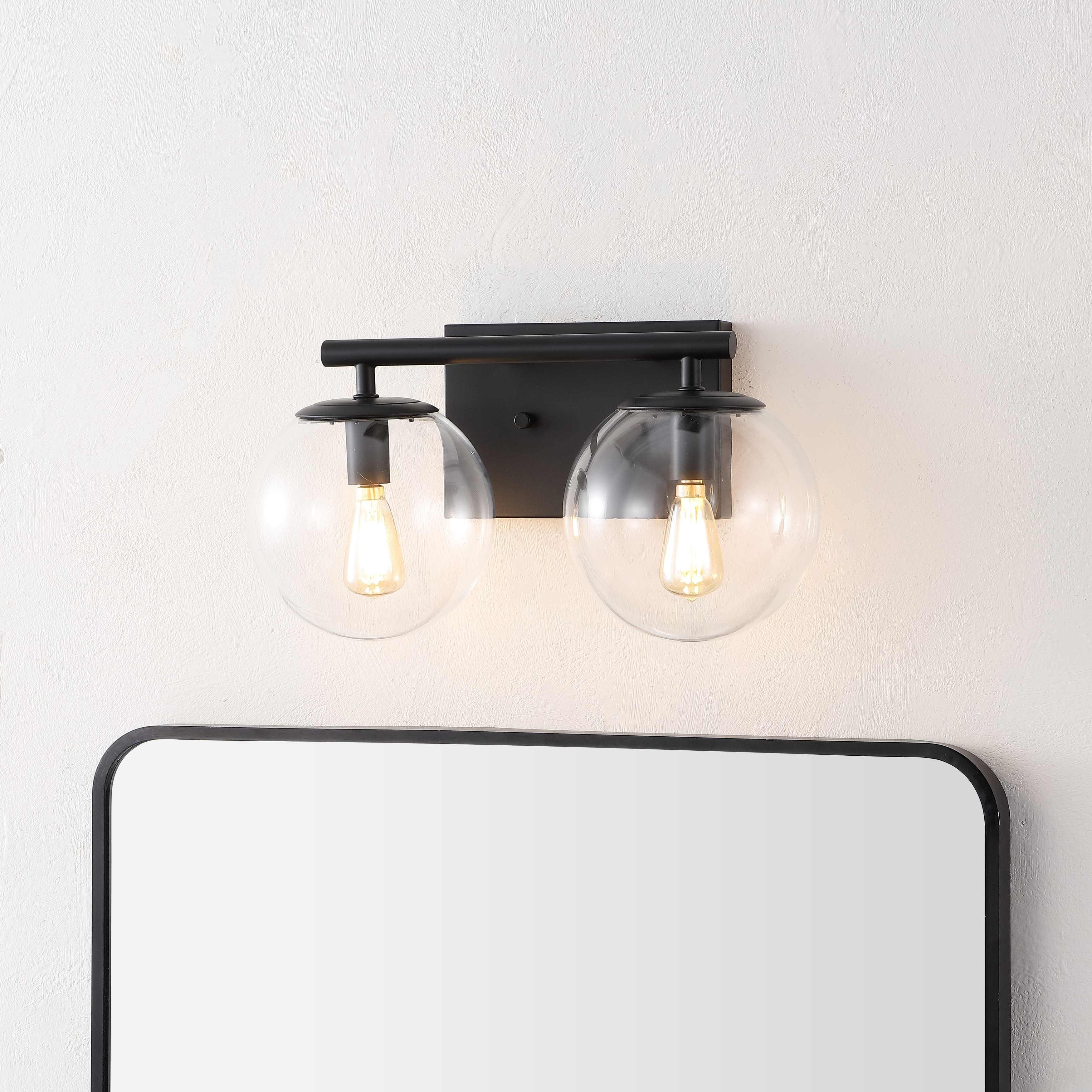 SAFAVIEH Lighting Severa 7.75-Inch LED Glass 2-Light Wall Sconce - 7.5" W x 14" D x 7.8" H