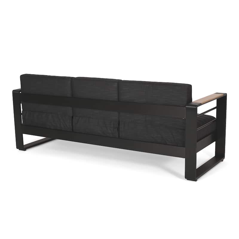 Giovanna Outdoor Aluminum 6 Seater Chat Set with Water Resistant Cushions by Christopher Knight Home