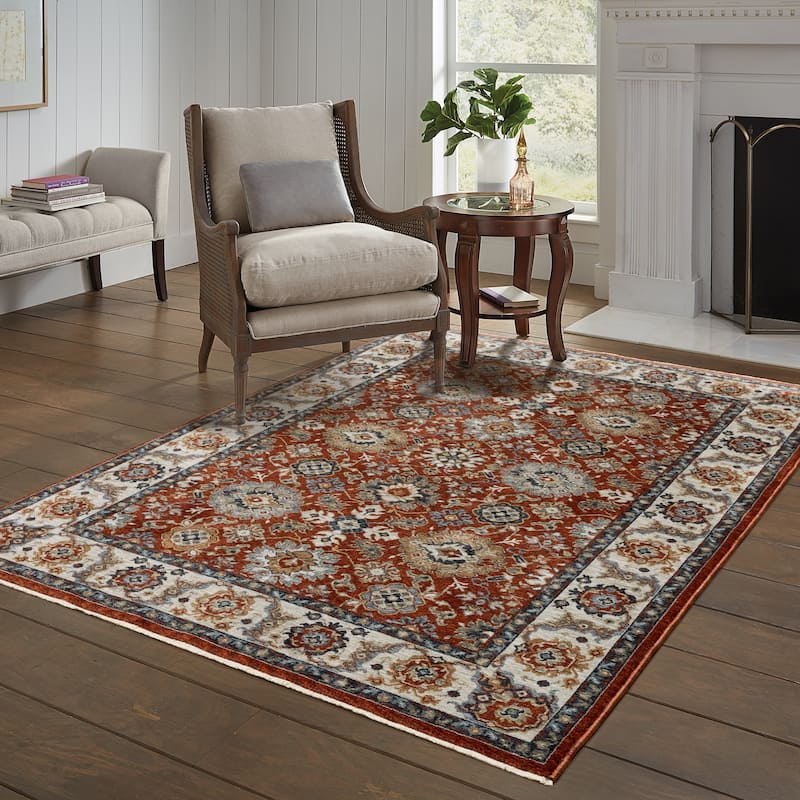 Style Haven Amelie Vintage Medallions Red/ Ivory Indoor Area Rug - 9' 10" x 12' 10" - Rectangle