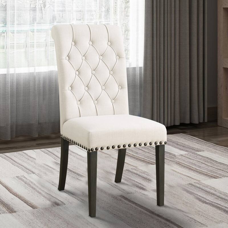 Chic Wooden Dining Side Chair, Beige, Set of 2 - 41.5 H x 19.5 W x 26.25 L Inches
