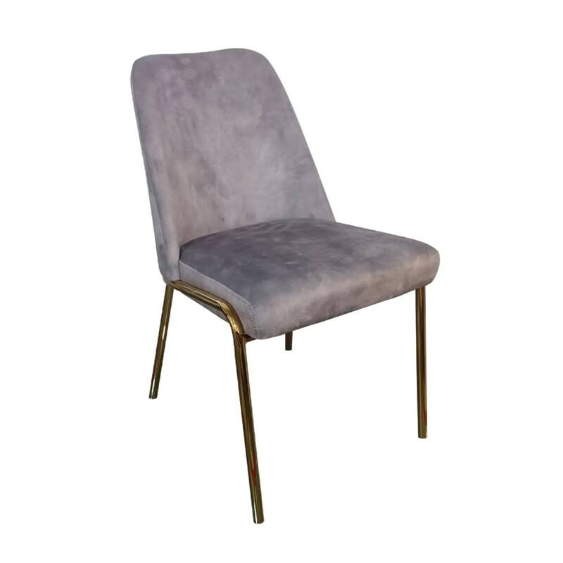 Lumen Modern Upholstered Kitchen Dining Chair with Gold Steel Legs Ergonomic Accent Chair - Light Grey Velvet