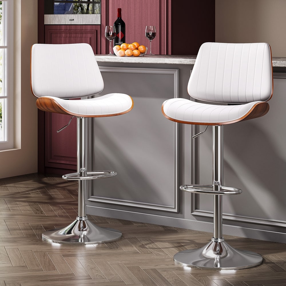 Swivel Adjustable Height Counter Stools, Bar Stools with Backs - 20" W X 18"D X 24-33" H