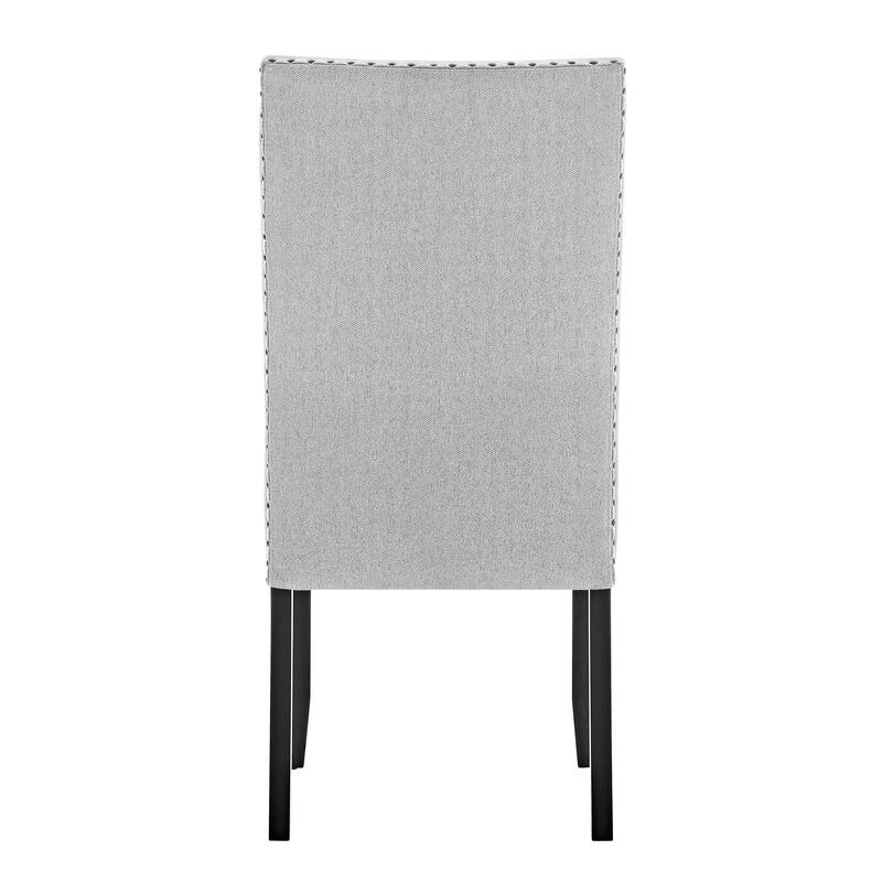 Modern Look 2pc Light Gray Finish Side Chair Fabric Full Back Upholstered Seat Nailhead Trim Accent Dining Room Wooden F