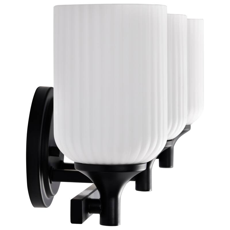 Solara 3 Light Vanity Matte Black Finish Frosted Ribbed Glass - Matte Black