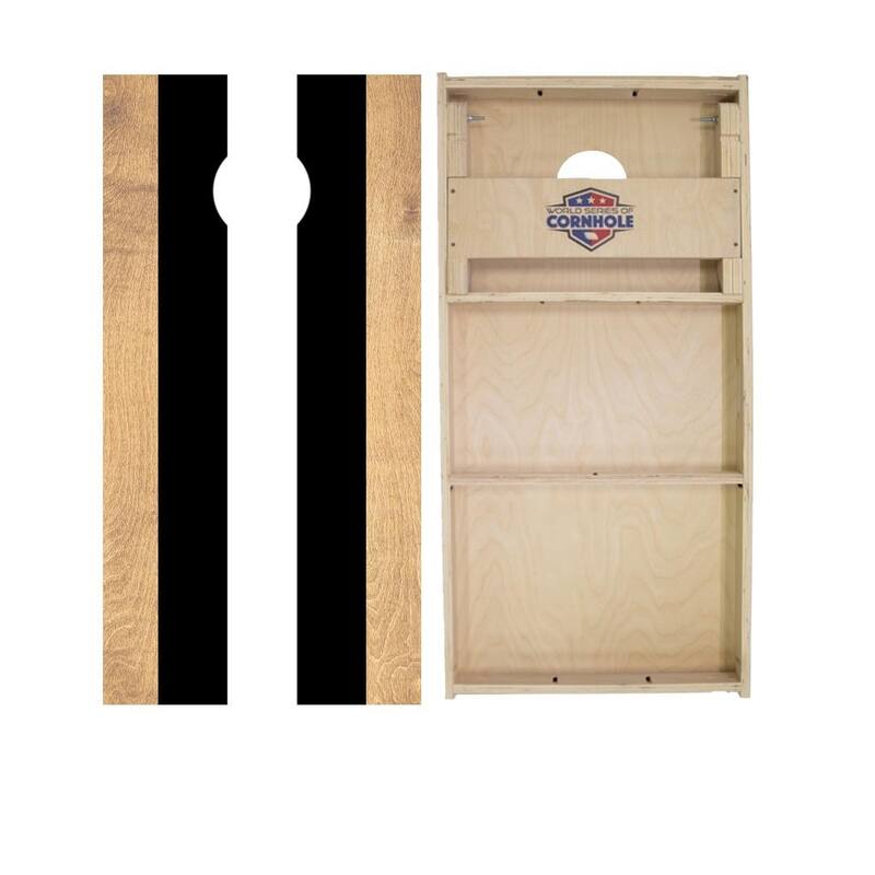 Navy and White Classic Stripes Regulation 2x4 Cornhole Board Set - Backyard - Include Case + LED Lights
