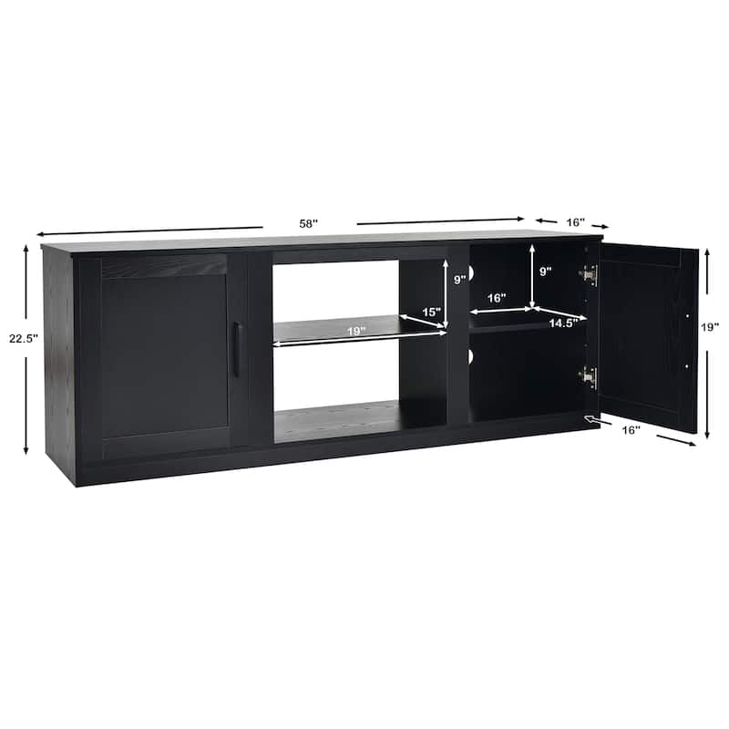 Costway 58'' TV Stand Entertainment Console Center W/ 2 Cabinets for - 58'' x 16'' x 22.5''