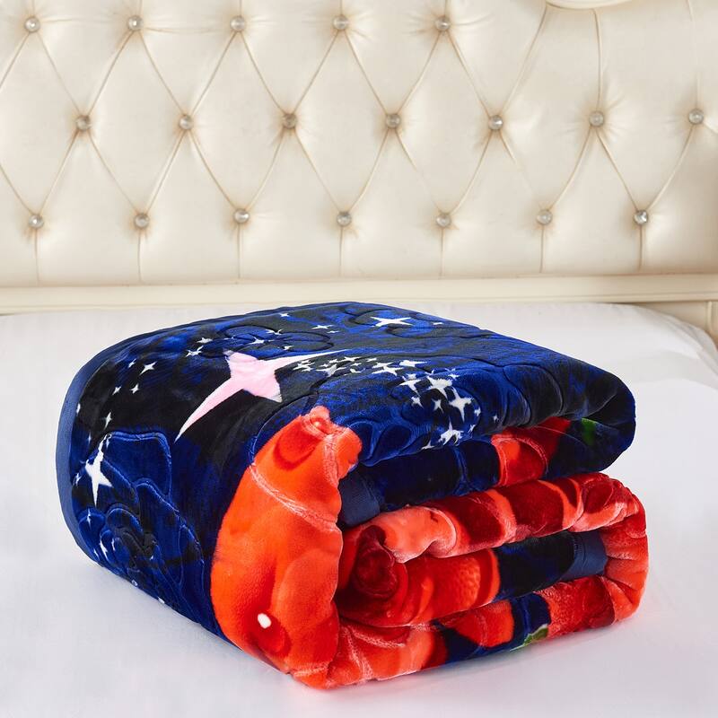 2 Ply Rose Crystal Velvet Blanket 2 Double-sided Design Blanket 7.5-8.5lbs