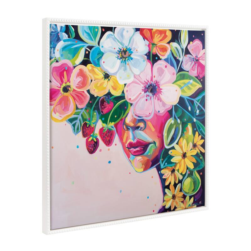 Kate and Laurel Sylvie Beaded She Was Thoughtful and Kind Framed Canvas by Rachel Christopoulos - 30x30