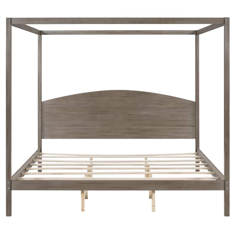 Pine Canopy Bed with Headboard & Support Legs