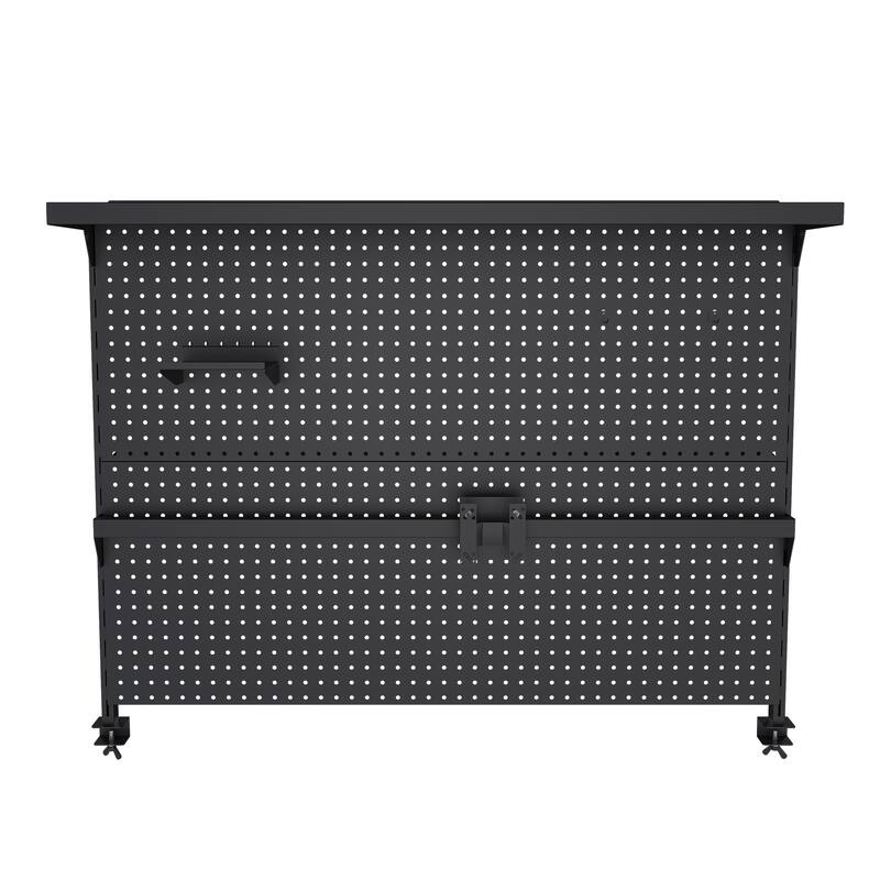 Roomfitters Clamp On Desk Pegboard with Single Monitor Stand, 43x35" Steel Organizer with Hooks for Gaming