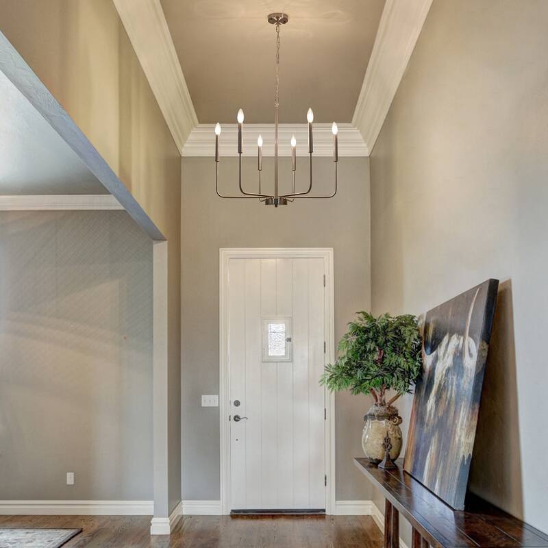 6-Light W26.18" x H66.92" Candle Chandelier for Living Room Kitchen Island