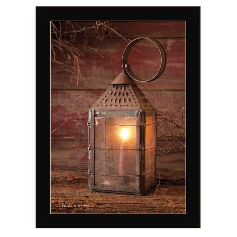 TrendyDecor4U Farmhouse "Innkeeper's Lantern" Framed Print Wall Art by Irvin Hoover - Rustic Tone
