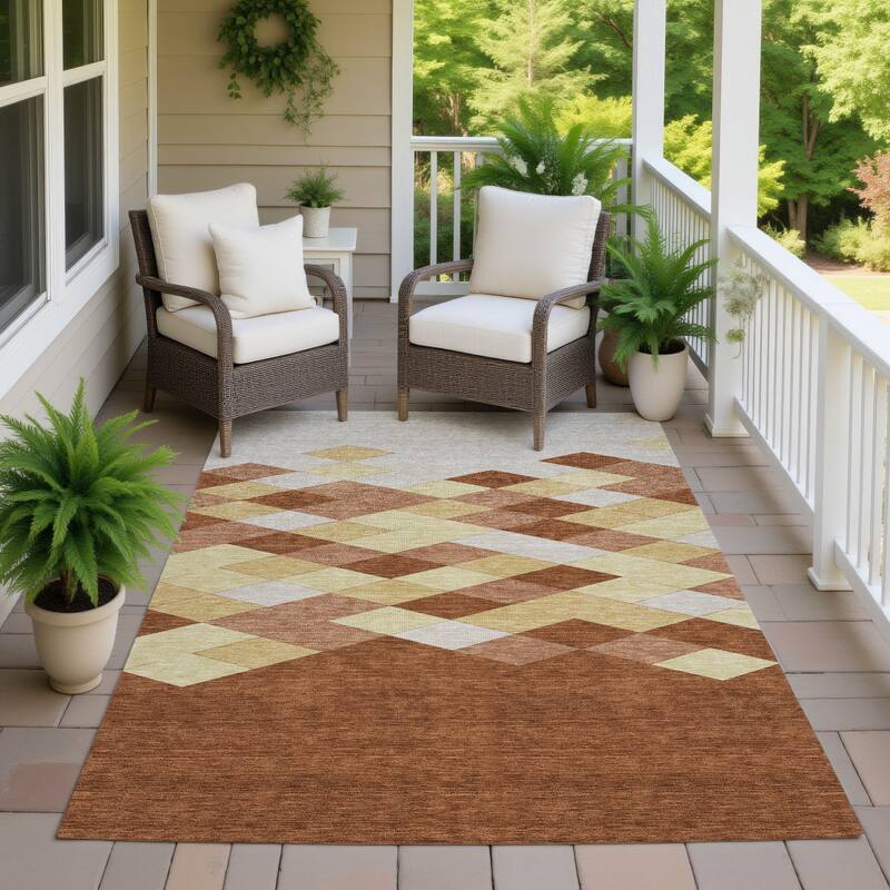 Machine Washable Indoor/ Outdoor Modern Avo Chantille Rug