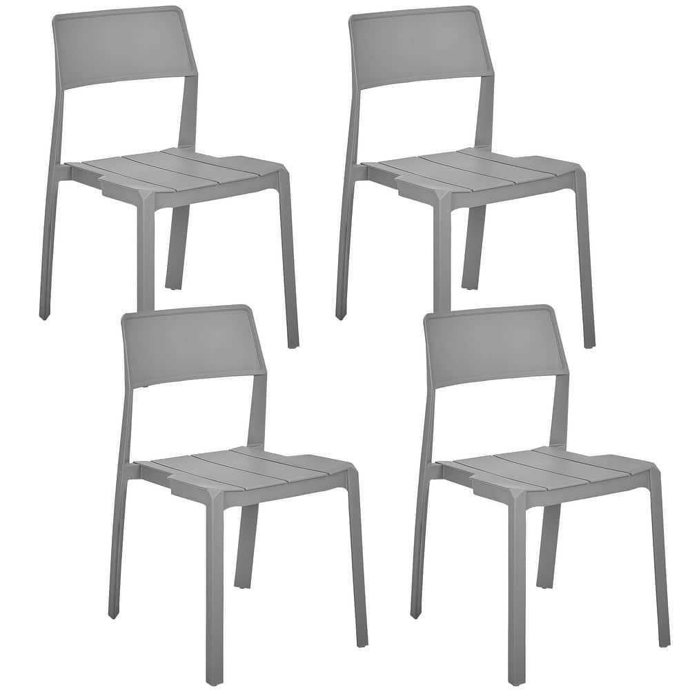 Javlergo 4-Pack Stackable Plastic Chairs for Dining and Patio Space Saving Indoor Outdoor Chairs with Ergonomic Back Support