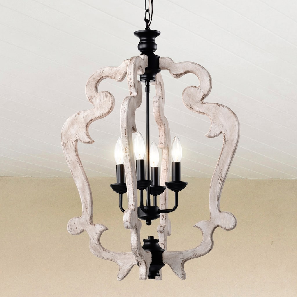 Biga 20 Inch Imitation Wood Candle Light Pendant Chandelier