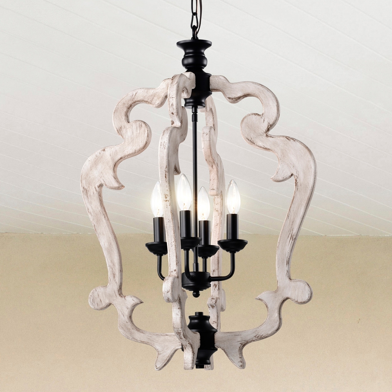 Warehouse of Tiffany Biga 20 Inch Imitation Wood Candle Light Pendant Chandelier