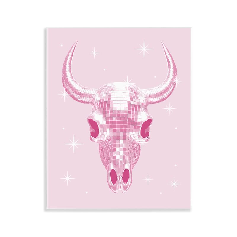 Stupell Pastel Disco Cattle Skull Wall Plaque Art Design By Lil' Rue - 11 x 14