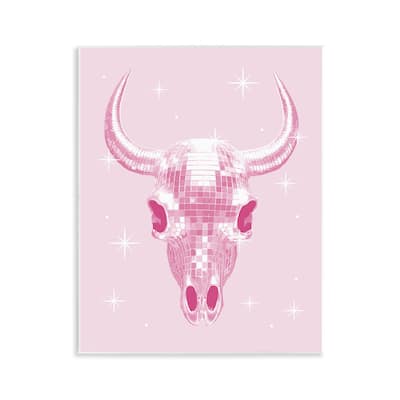 Stupell Pastel Disco Cattle Skull Wall Plaque Art Design By Lil' Rue
